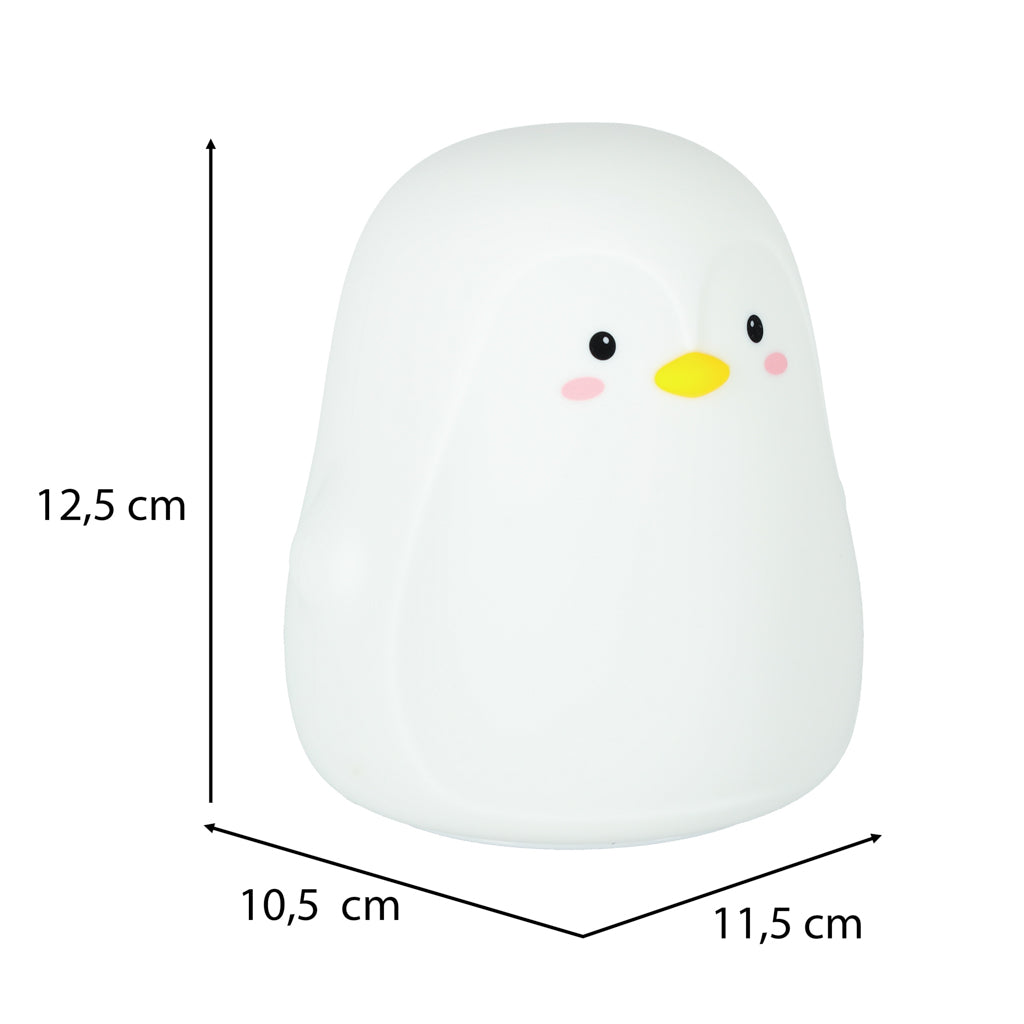 Pingvīna silikona naktslampiņa, RGB, uzlādējama