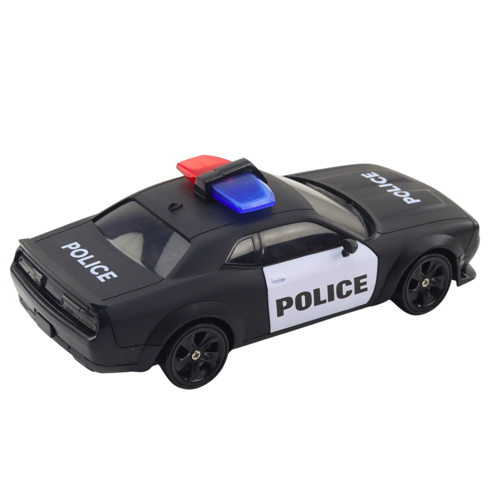 4WD Policijas Drifta mašīna ar tālvadības pulti, melna, ar maināmiem riteņiem