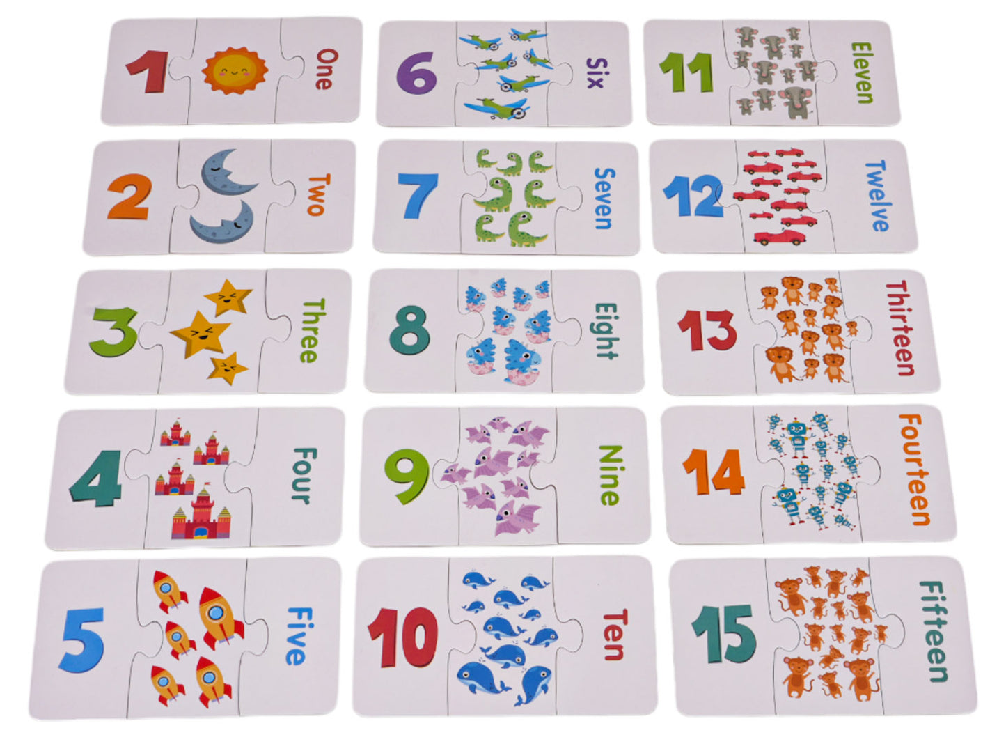 🧩 Izglītojoša skaitļu puzle bērniem – skaitīšana un angļu valoda (1–15)