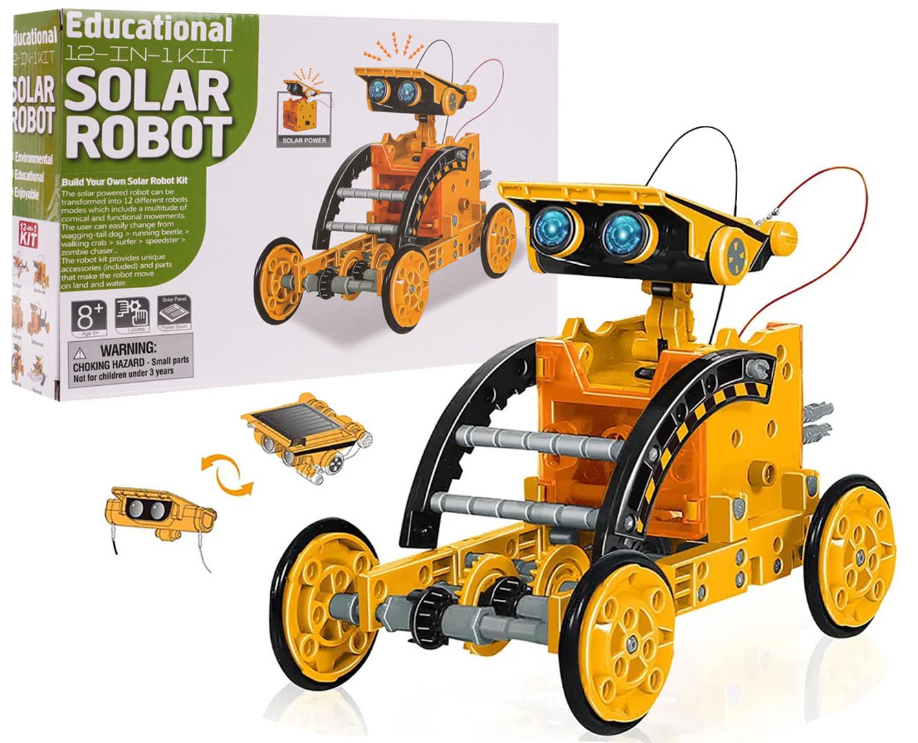 Bērnu izglītojošais, zinātniskais konstruktors - Saules robots 12 in 1, oranžs