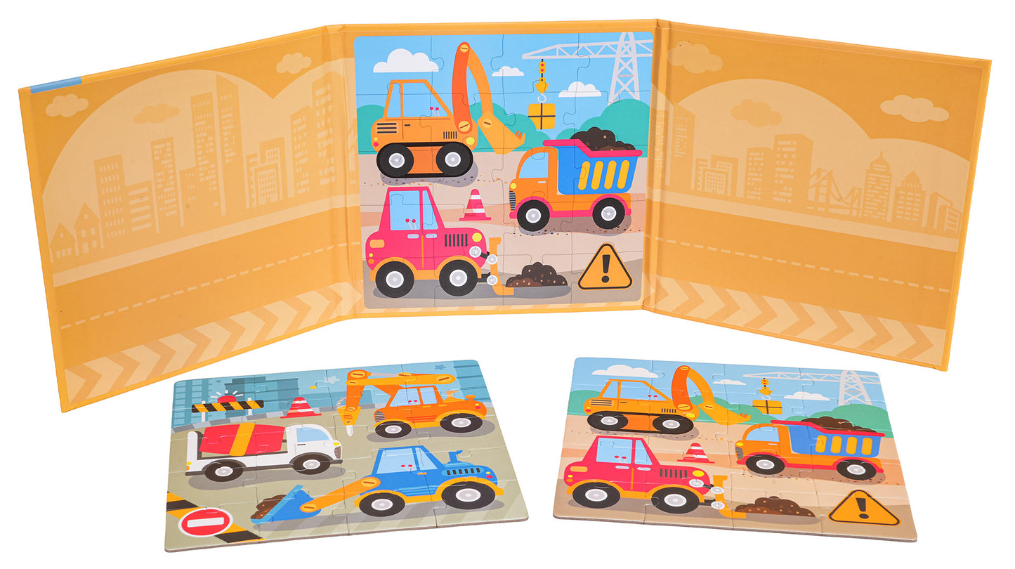 Būvlaukuma magnētiskā puzle grāmatā – 2 attēli, 2×20 gab. (3+)