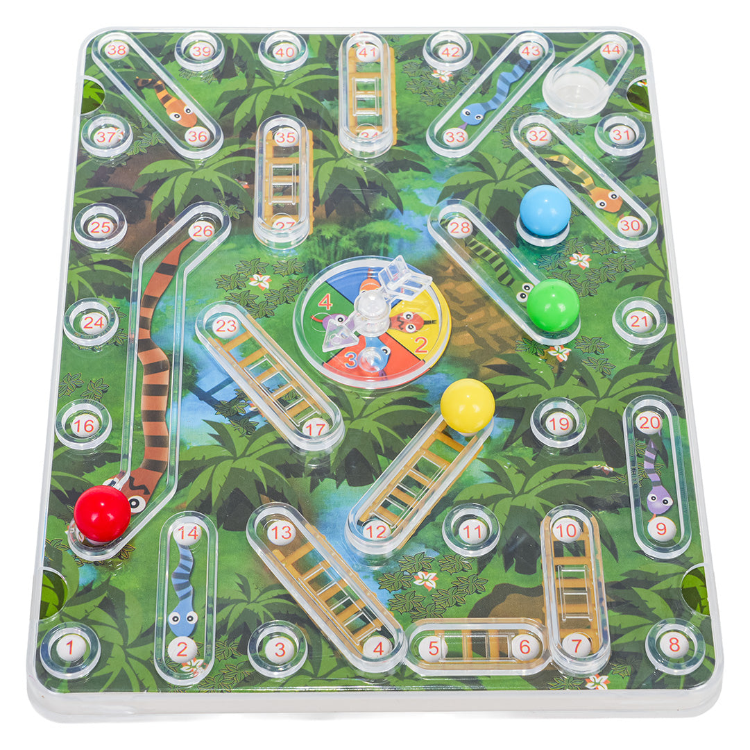 3D mini galda spēle “Čūskas un kāpnes” ar bumbiņām (2–4 spēlētāji, 4+)