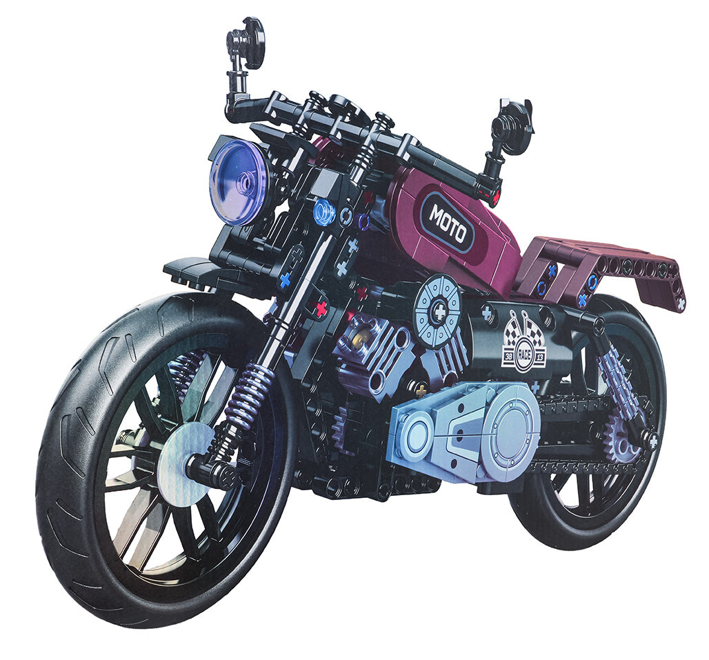 Motocikla klucīšu komplekts 469 gab. (melns/bordo) ar gumijas riepām, 6+