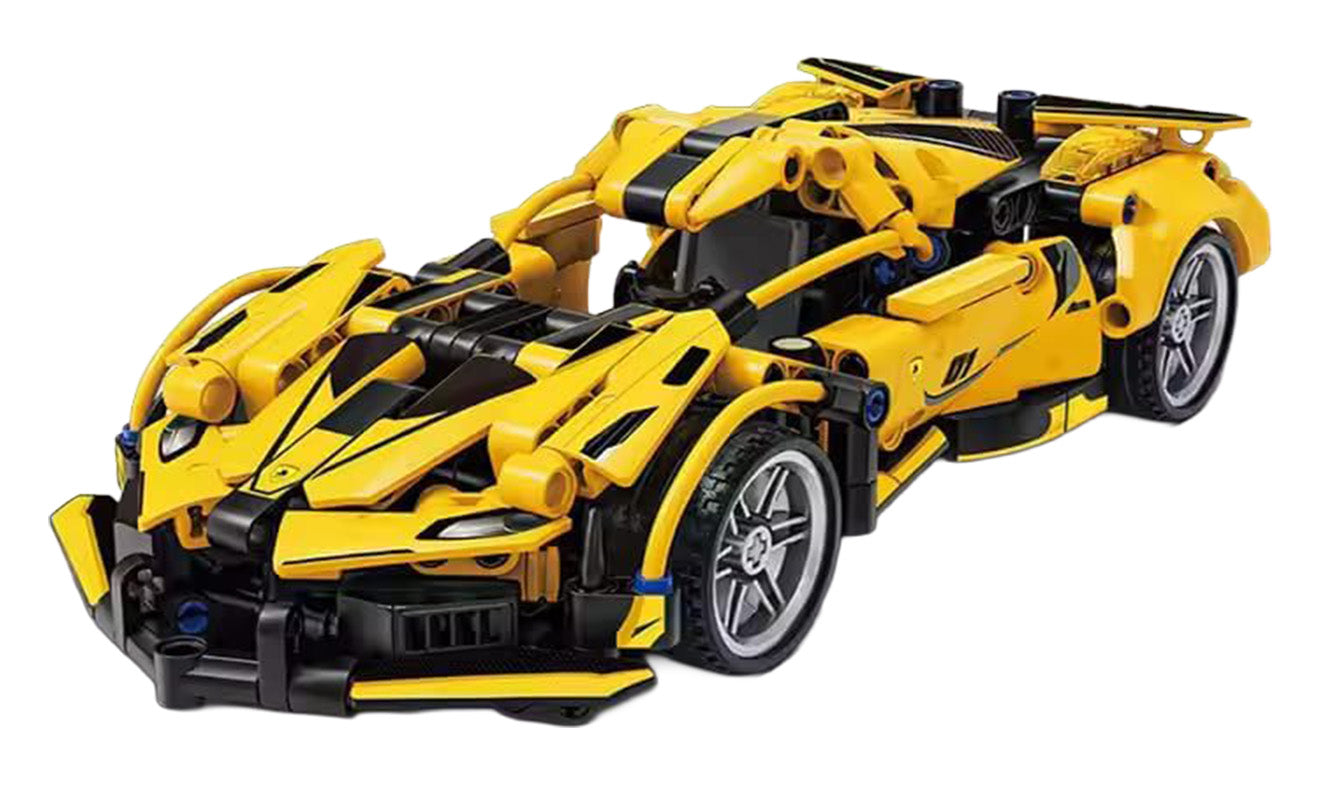 Dzeltena sporta auto klucīšu komplekts – 422 gab. (6+)