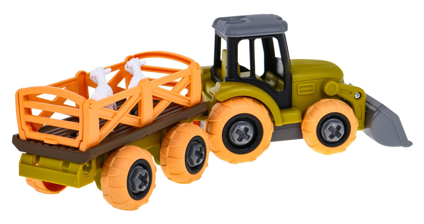 Izjaucams traktors ar kausu, piekabi, skrūvgriezi, 2 aitiņām