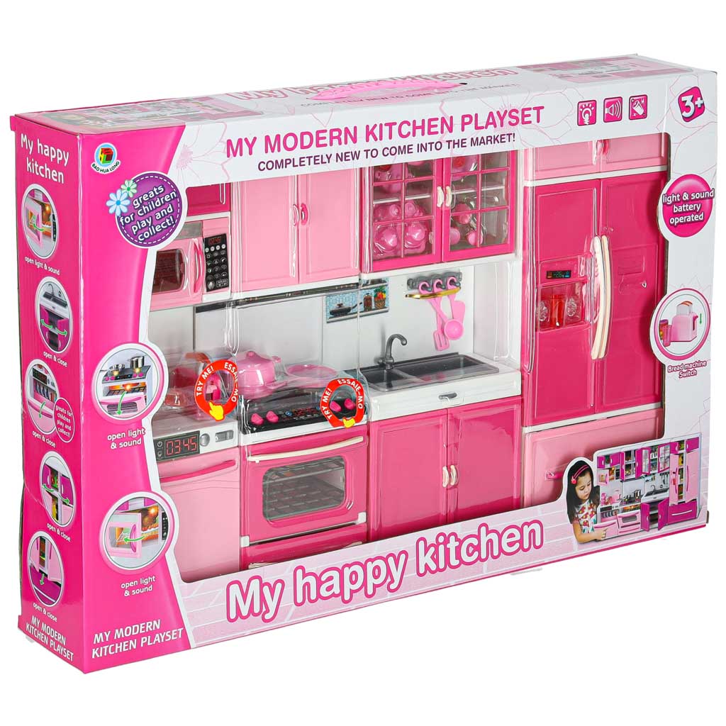 Leļļu virtuves komplekts “My Happy Kitchen” iepakojums ar gaismas un skaņas efektiem