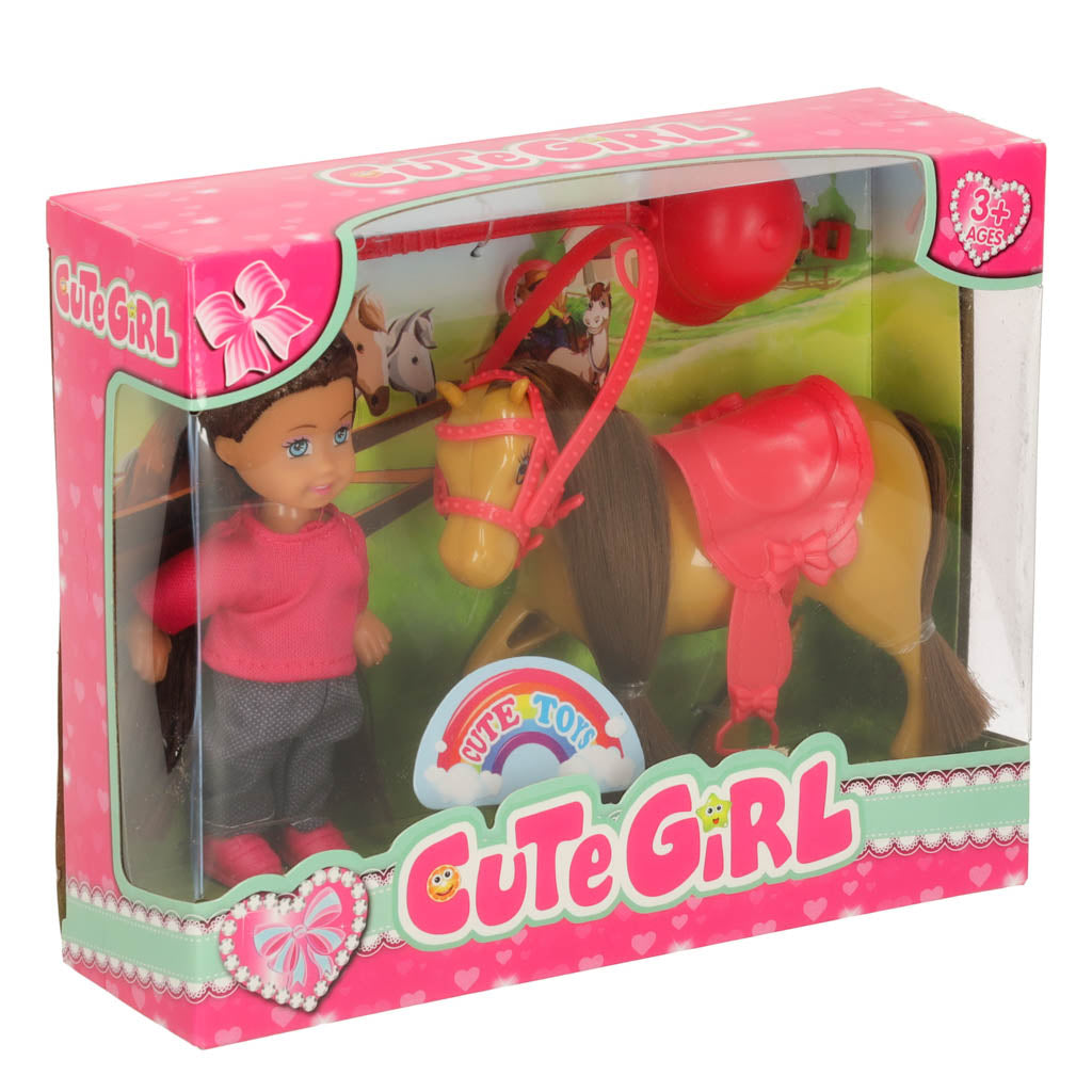 Rotaļlietu komplekts ar lelli un zirgu "Cute Girl" firmas kastītē