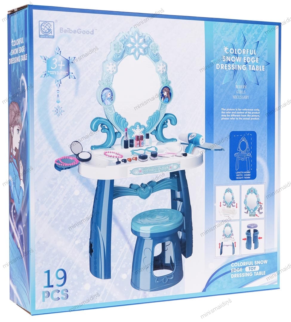 Ledus princeses kosmētikas galdiņš ar spoguli, gaismām, skaņu + aksesuāri
