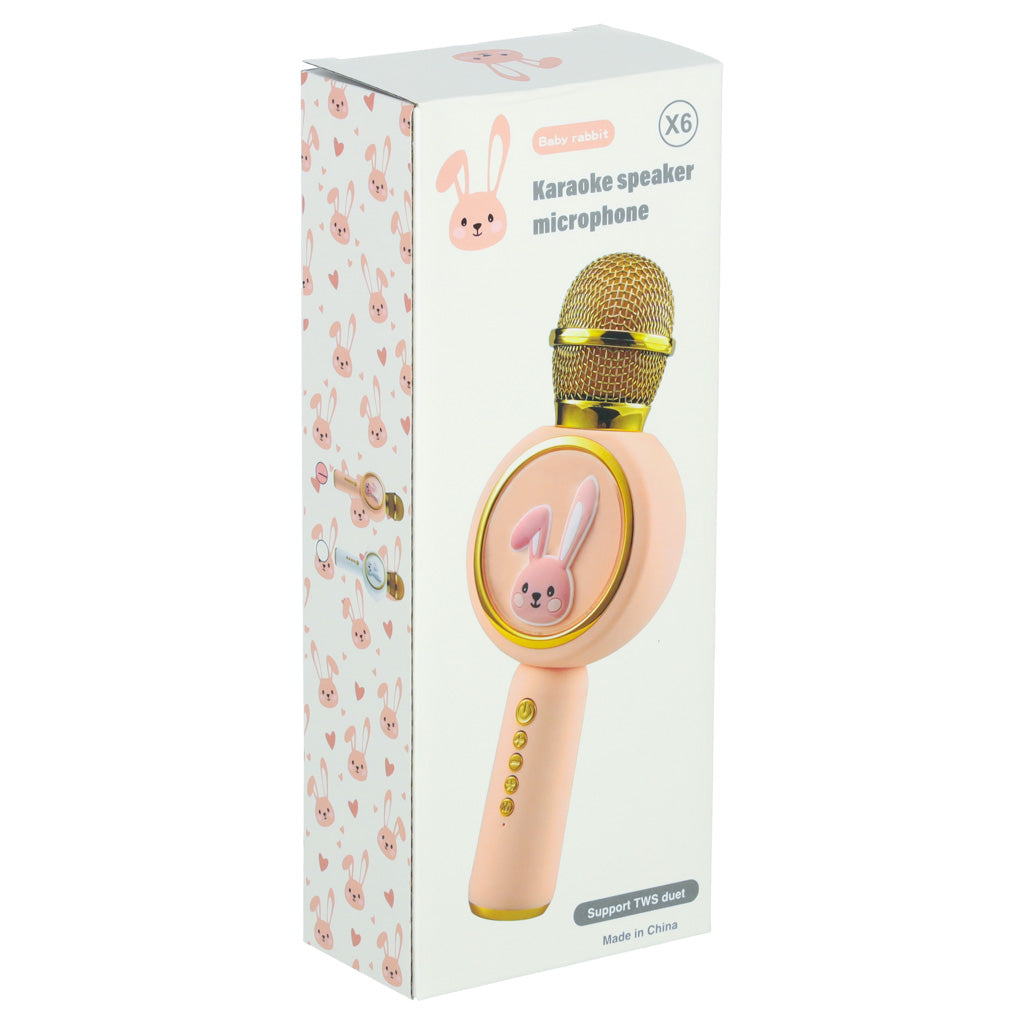 Bezvadu karaoke mikrofons bērniem (rozā/zelta)