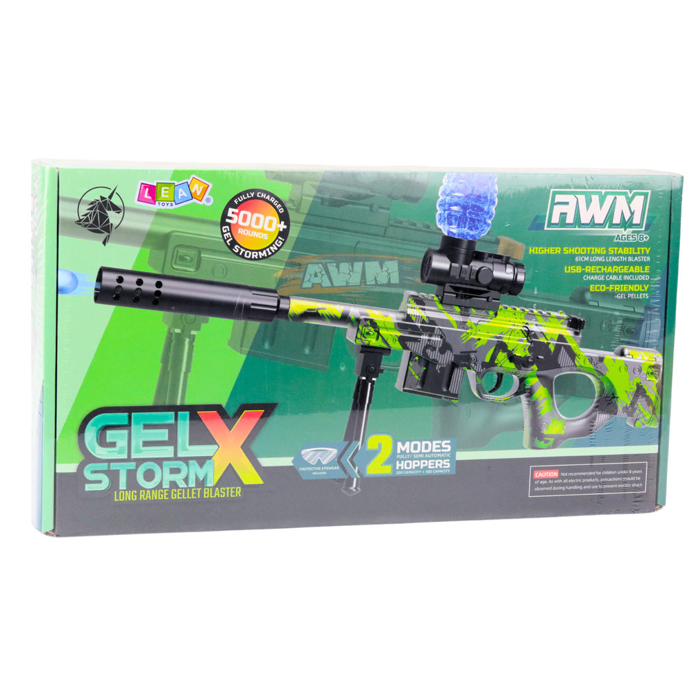 AWM Gel blaster ūdens gēla lodīšu šautene zaļā kamuflāžas krāsā Iepakojumā -Gulbene