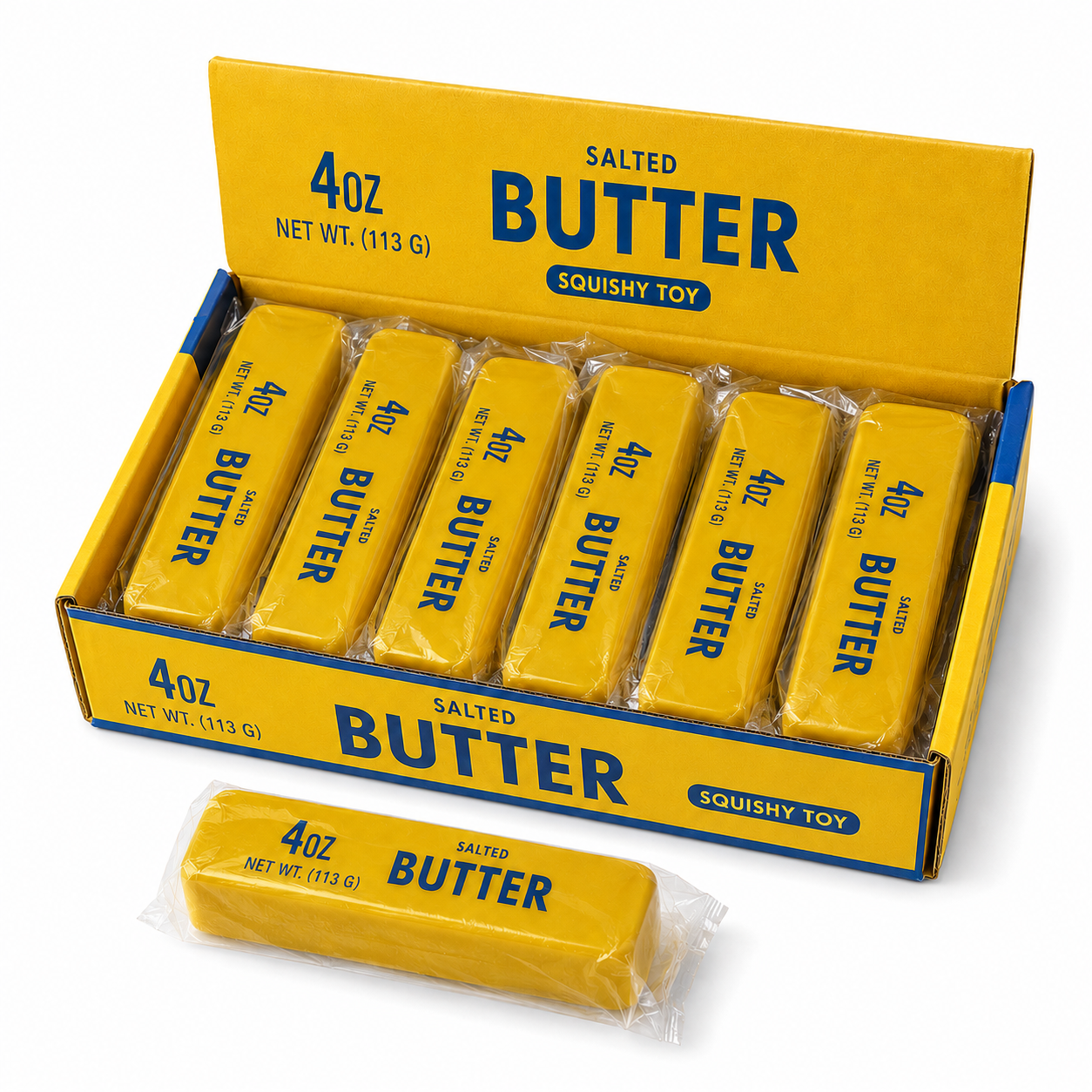 Butter squishy saspiežama sviesta formas antistresa rotaļlieta dzeltenā krāsā