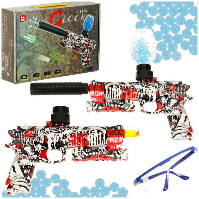 Gēla lodīšu ierocis ( GEL BLASTER), lādējama baterija, USB + brilles, 550 gab., 7-8 mm orbīzi