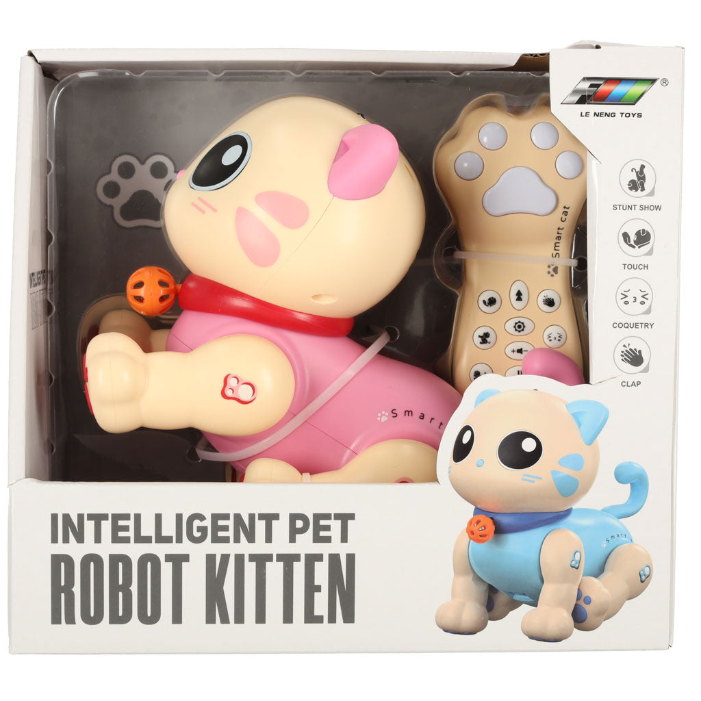 Interaktīvs RC robotkaķis rozā krāsā ar tālvadības pulti iepakojumā