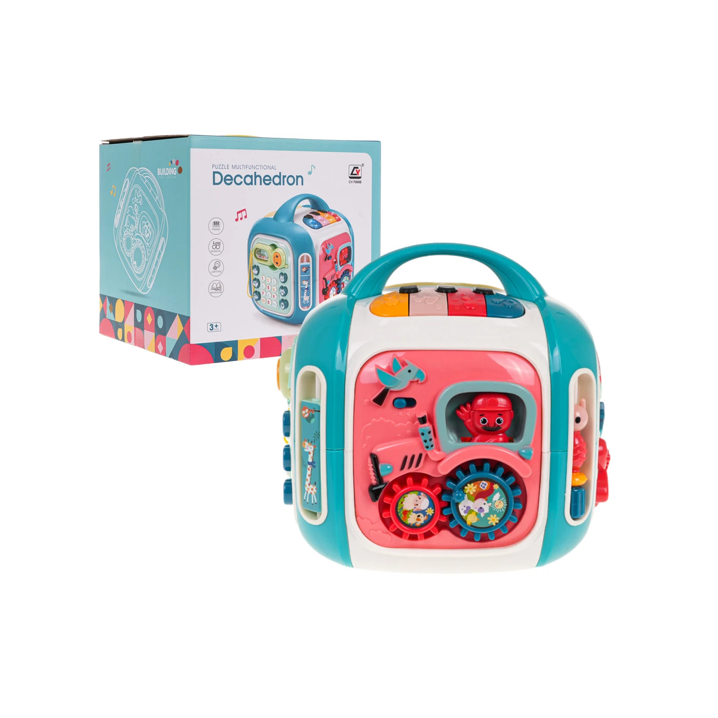 MEGA interaktīvs kubs bērniem ar skaņas un gaismas funkcijām, zils , 23cm x 23cm x 23cm