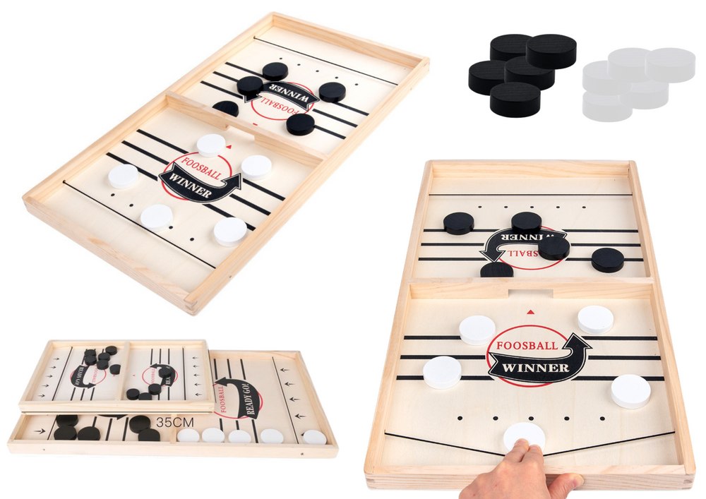 liels koka galda hokejs 53cm liels ar 10 ripām 5melnas 5 baltas
