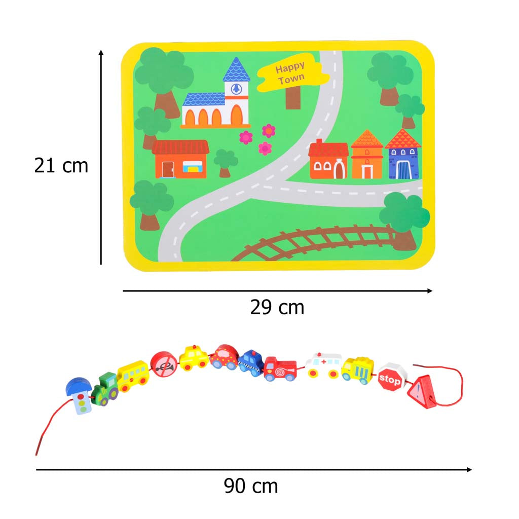 Koka vēršanas rotaļlietas pamatnes un aukliņas garuma izmēru attēls 29x21 cm un 90 cm