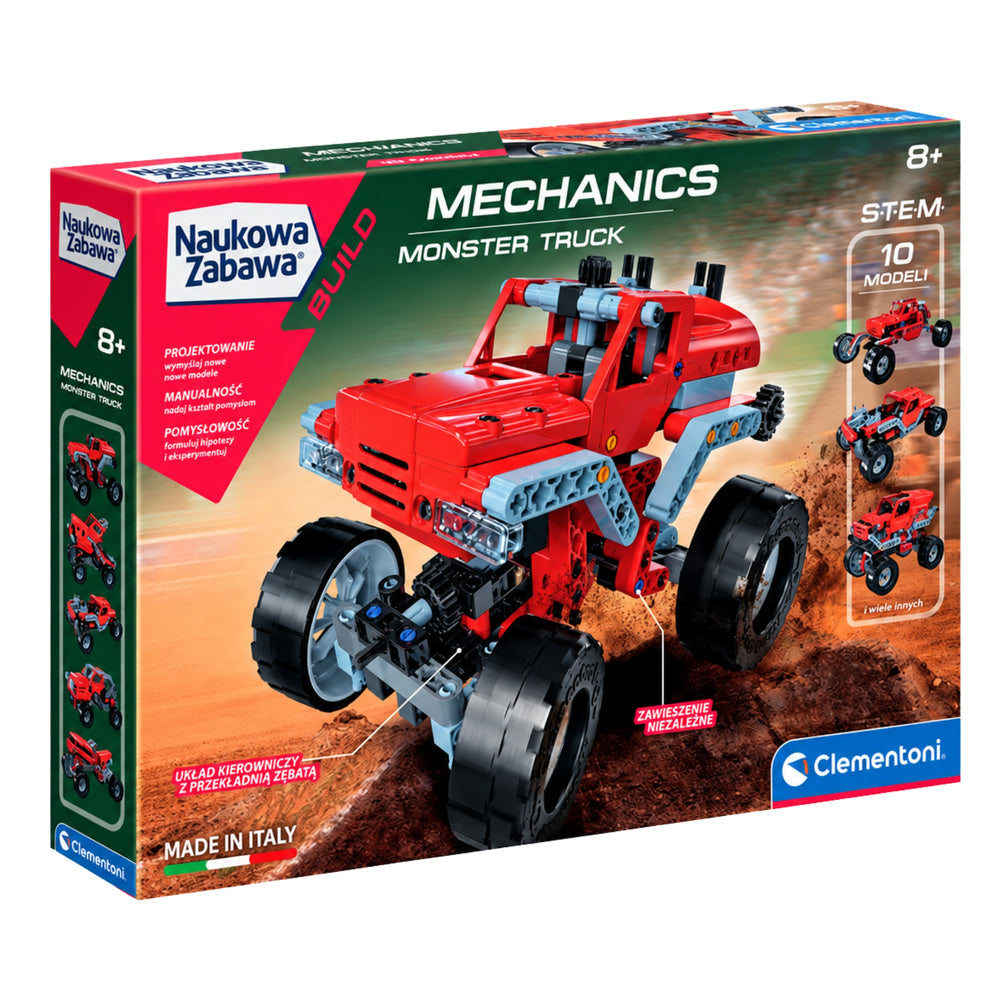 Konstruktors Clementoni Mechanics Monster Truck — 10 modeļi, 8+