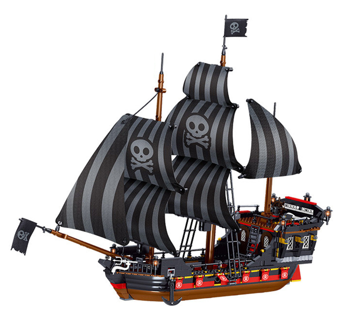 “Pirātu kuģa konstruktors ar galvaskausa burām, perspektīvs skats, 6+”