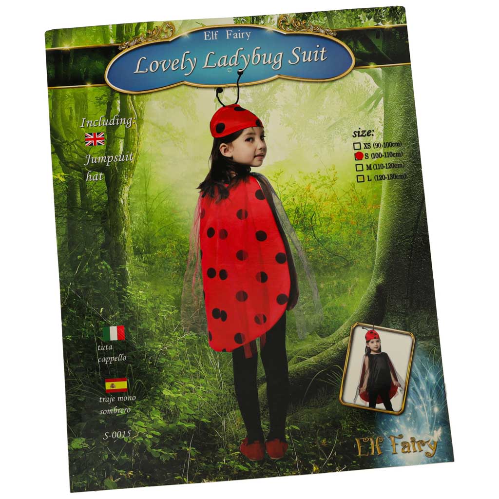 Mārītes bērnu kostīma iepakojums “Lovely Ladybug Suit” ar cepurīti (S, 100–110 cm)