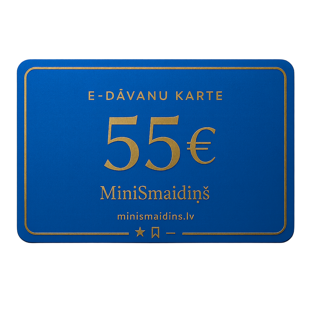 MiniSmaidiņš e-dāvanu karte 55 € – zila ar zelta malām