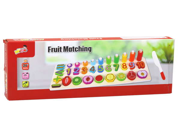 Koka izglītojošā matemātikas tāfele ar augļiem “Fruit Matching” (3+)