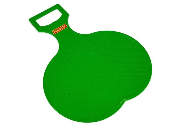 Zaļa plastmasas ragaviņa ar rokturi Polesie