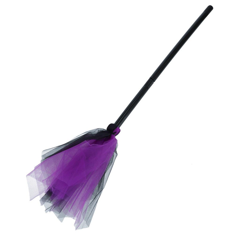Melna raganas slota ar plastmasas kātu un violetu un melnu tilla bunti