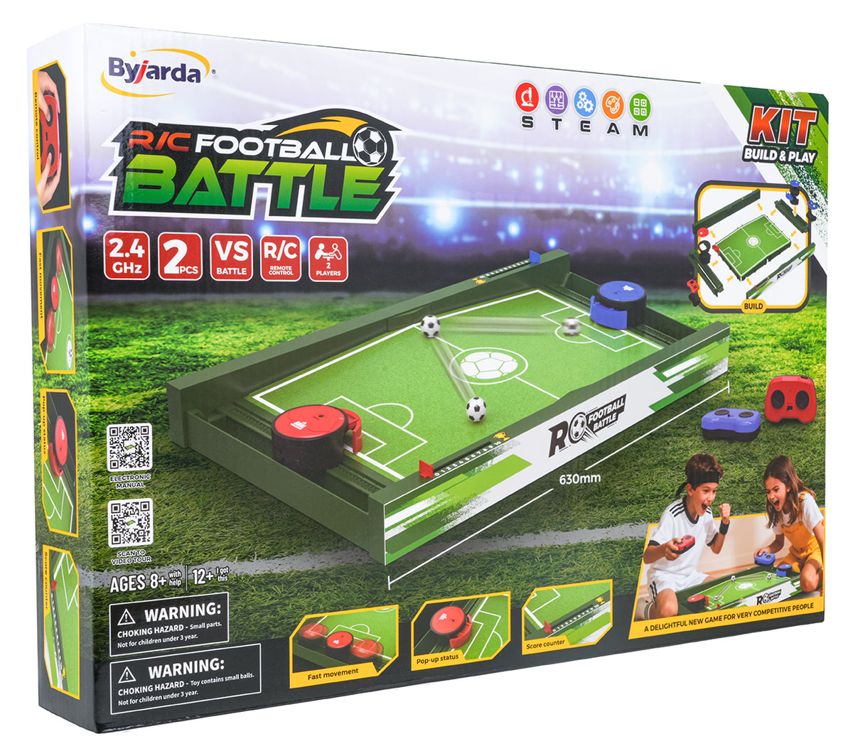 RC futbola spēle Football Battle 2.4 GHz, 2 spēlētājiem, komplekts iepakojumā