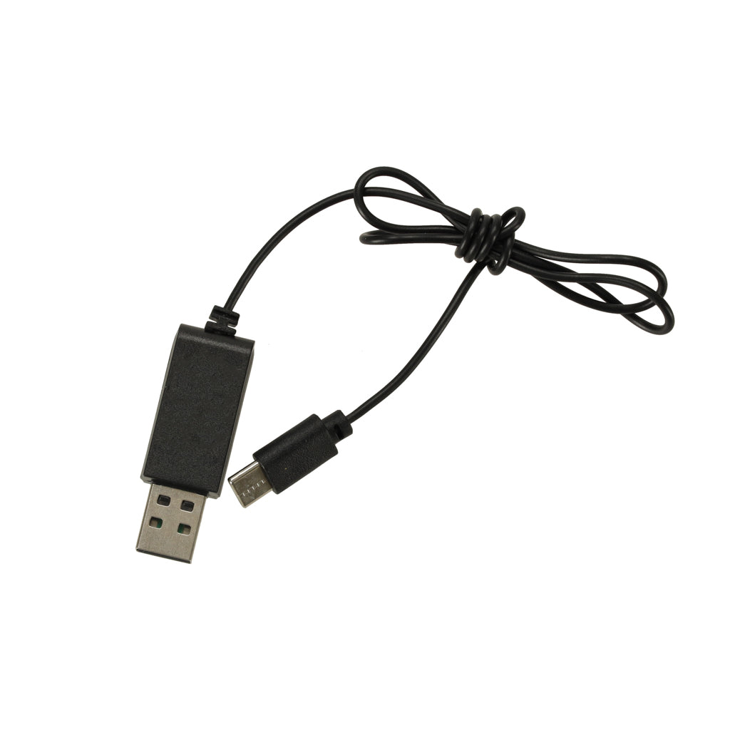 Melns USB kabelis ar savienotājiem uz balta fona