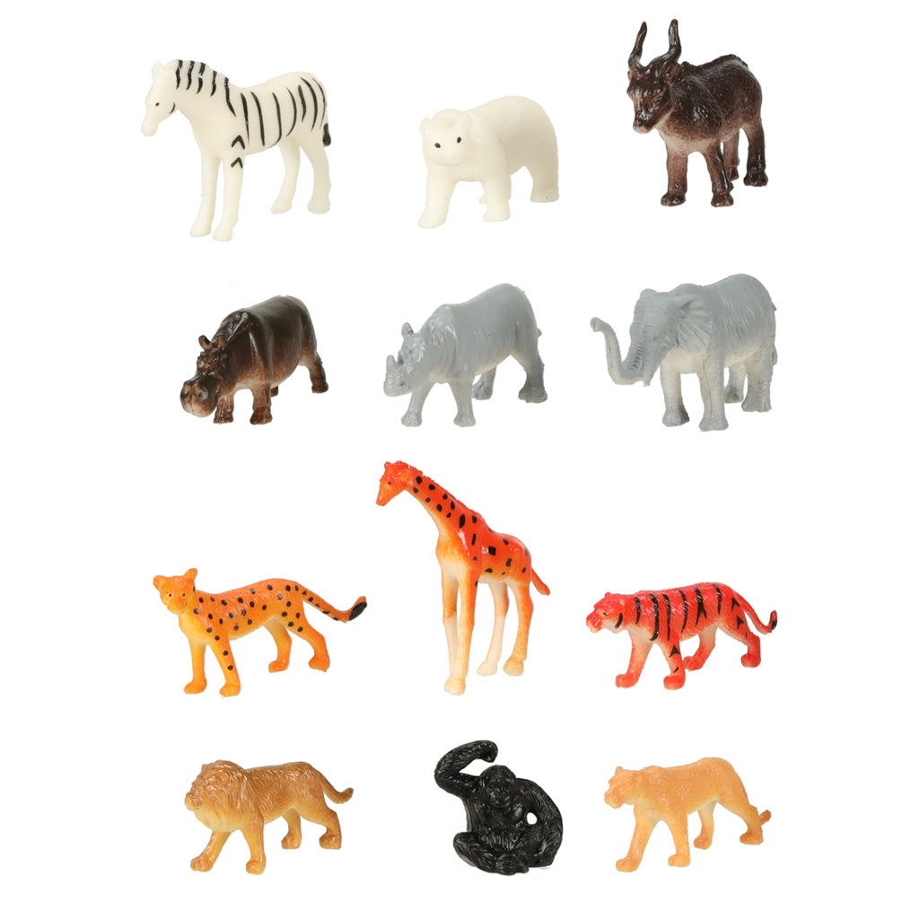 Safari dzīvnieku figūriņas zebra, polārlācis, degunradzis, zilonis, žirafe, tīģeris, gepards, lauva, pērtiķis u.c. (12 gab. komplekta daļas)