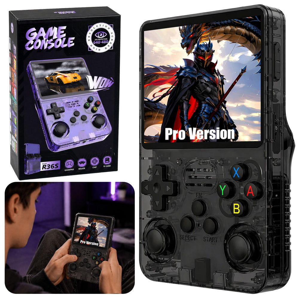 R36S pārnēsājama retro spēļu konsole IPS , melna