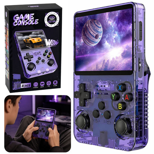 R36S pārnēsājama retro spēļu konsole IPS violeta