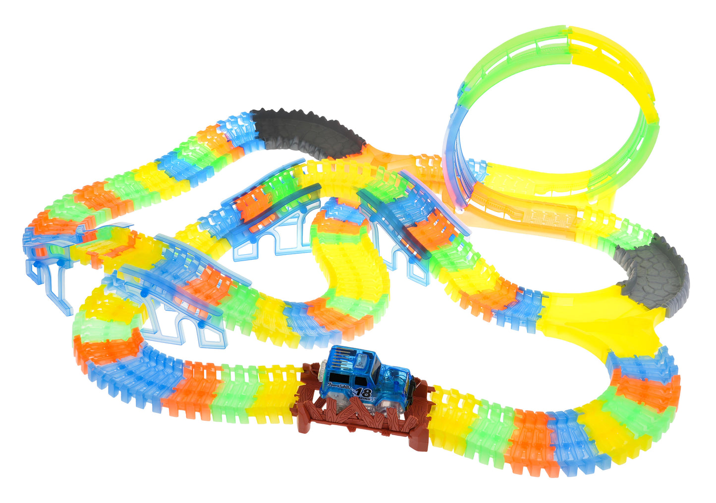 MEGA tumsā spīdošā trase 227 gab. (446cm)