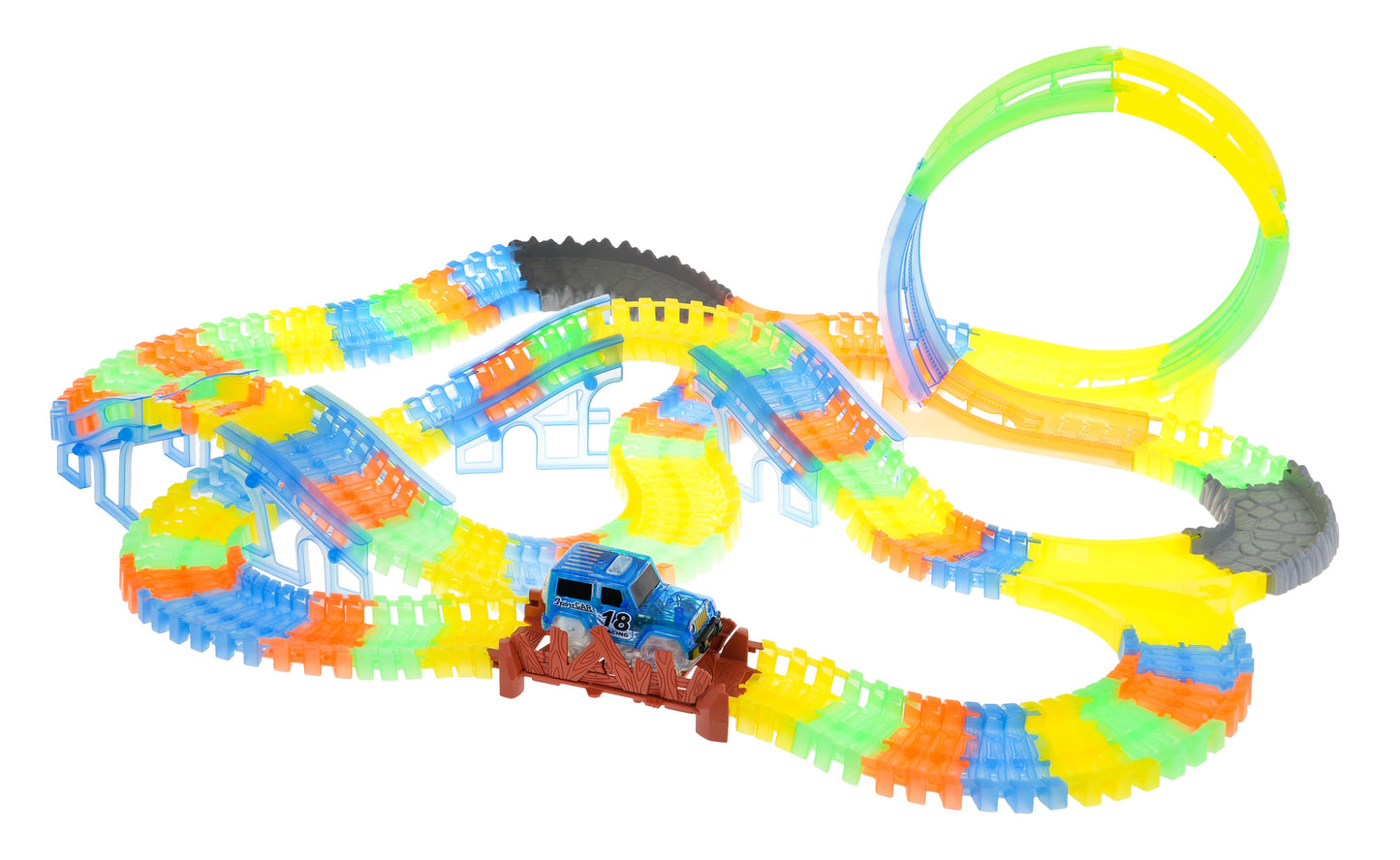 MEGA tumsā spīdošā trase 227 gab. (446cm)