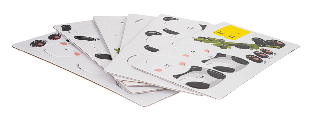 3D kartona modeļa panda detaļu loksnes