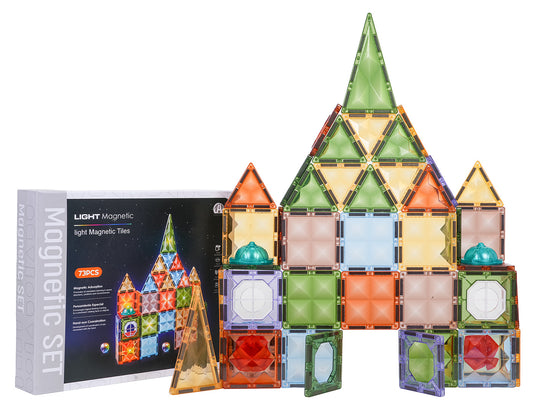 3D magnētisko klucīšu komplekts ar LED apgaismojumu bērniem no 3 gadiem – krāsainas 3D konstrukcijas
