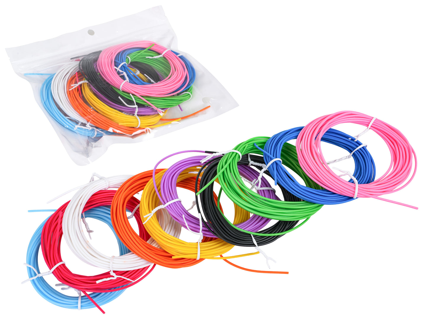 Daudzkrāsains 3D pildspalvas PLA diegu komplekts ar vairāk nekā desmit krāsām – rozā, zilu, zaļu, melnu, baltu, oranžu, violetu u.c.