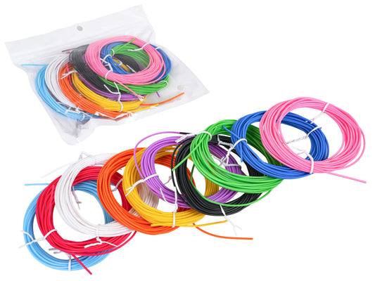 Daudzkrāsains 3D pildspalvas PLA diegu komplekts ar vairāk nekā desmit krāsām – rozā, zilu, zaļu, melnu, baltu, oranžu, violetu u.c.