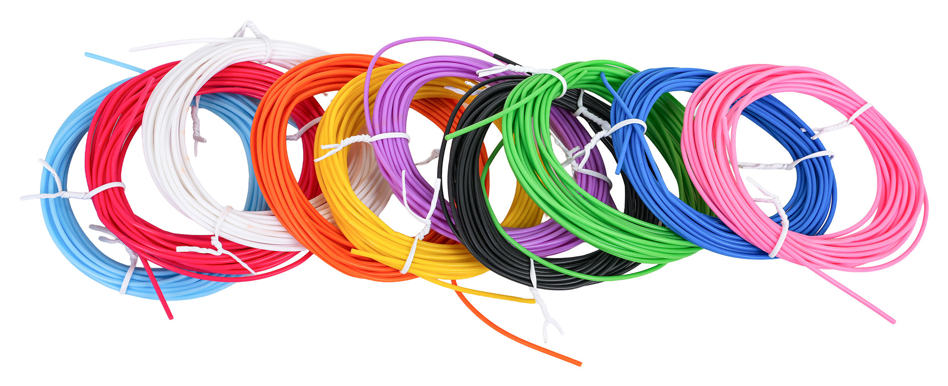 3D pildspalvas PLA diegi vairākās krāsās – rozā, zilā, zaļā, melnā, baltā, sarkanā, oranžā, violetā un dzeltenā