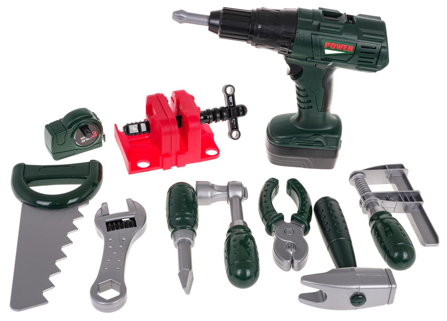 MEGA 2-in-1 instrumentu darbagalds/koferis (98 detaļas) ar urbjmašīnu, 3+