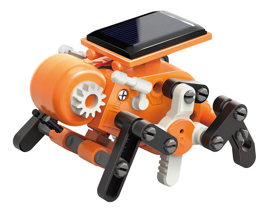 7 vienā saules robots vaboles formā oranžā un melnā krāsā