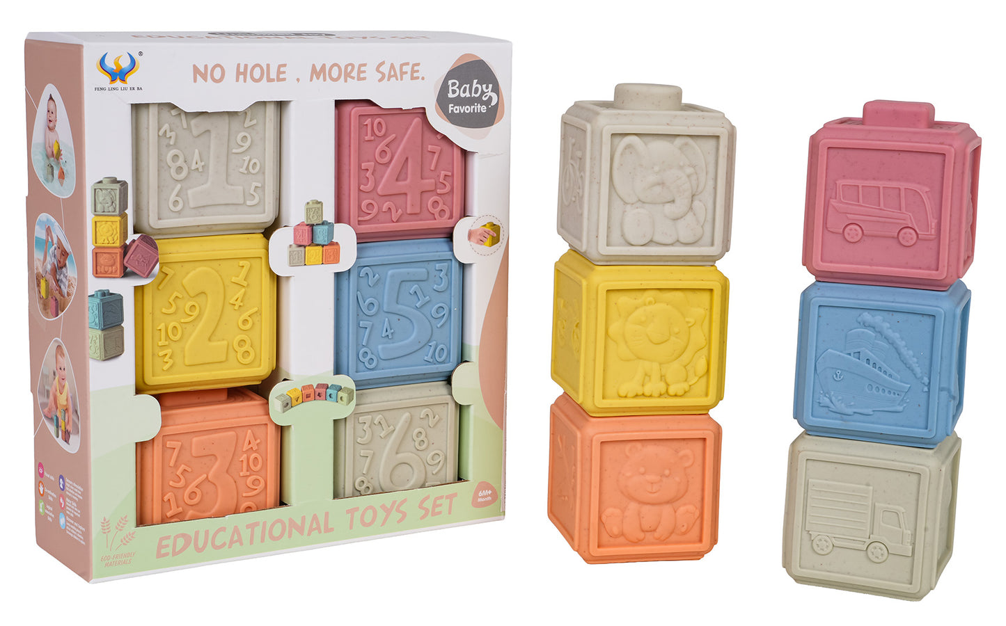 EKO sensorisko kubiņu komplekts zīdaiņiem (6 gab.), 6m+