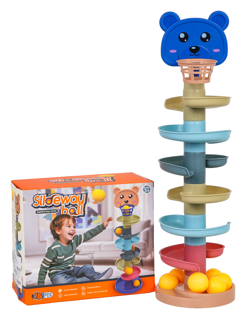 Lācīšu bumbu trase bērniem (16 elementi, 7 bumbiņas)