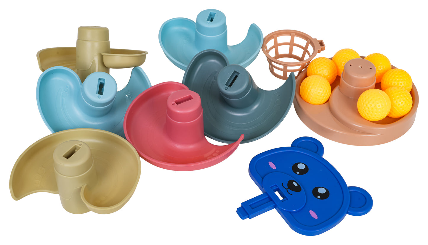 Lācīšu bumbu trase bērniem (16 elementi, 7 bumbiņas)