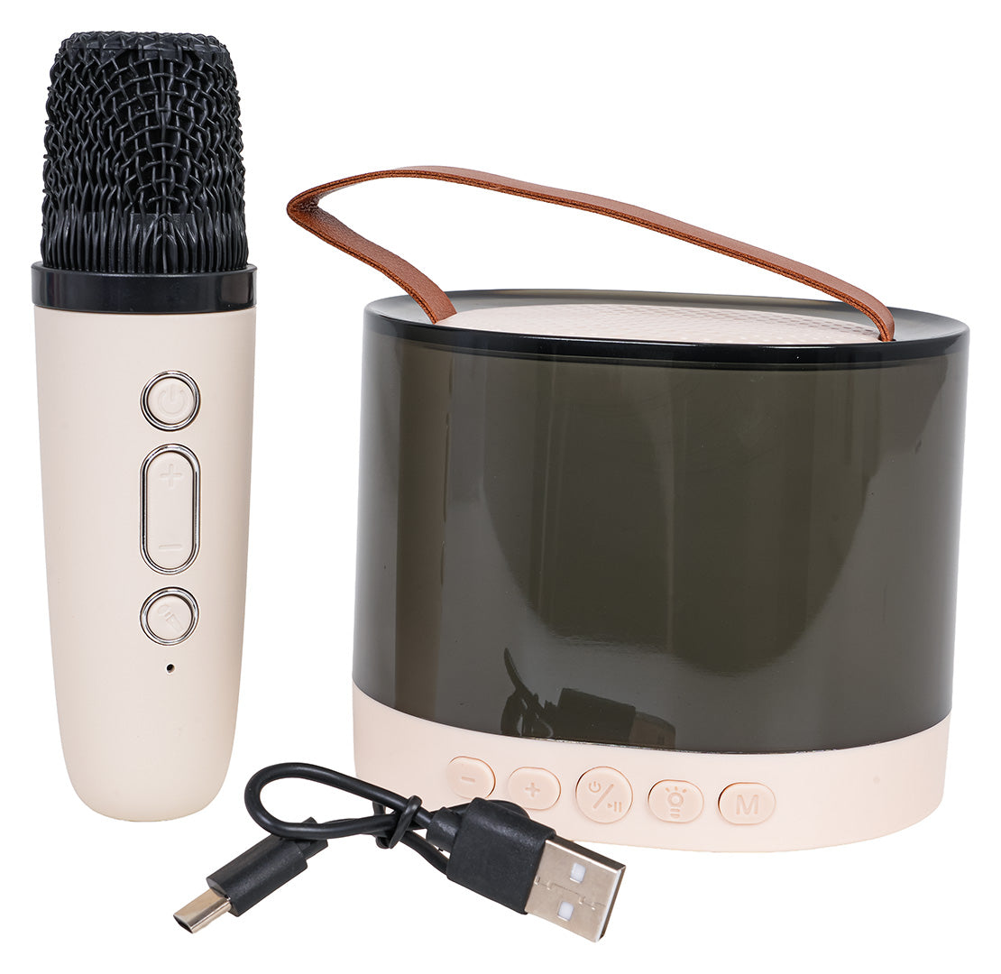 Karaoke mikrofona un skaļruņa komplekts (RGB), bēšs (3+)