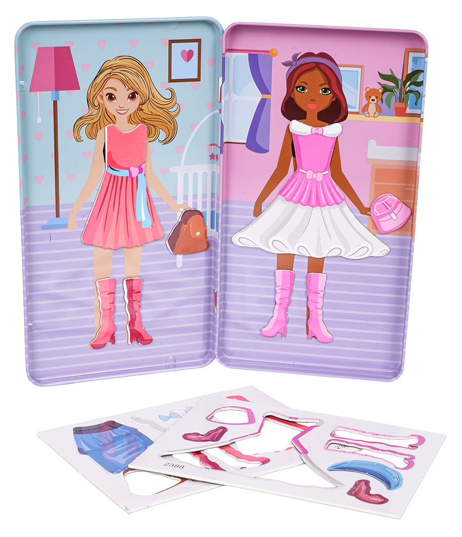 Magnētiskais ģērbšanas komplekts “Dress Me Up” metāla kastītē – 13 detaļas (3+)