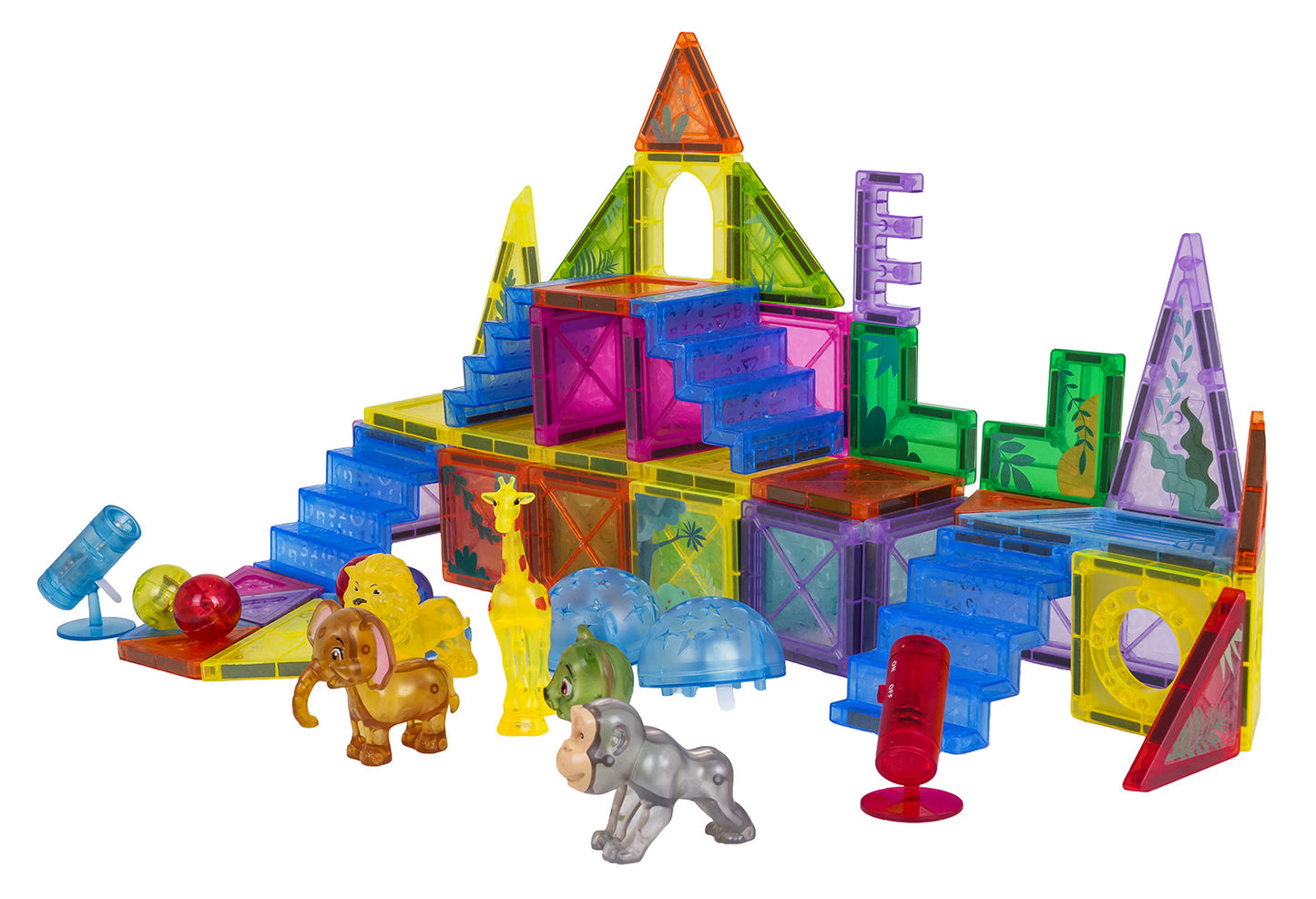 3D ZOO magnētisko klucīšu komplekts ar gaismiņām un dzīvniekiem (64 gab.) 3+