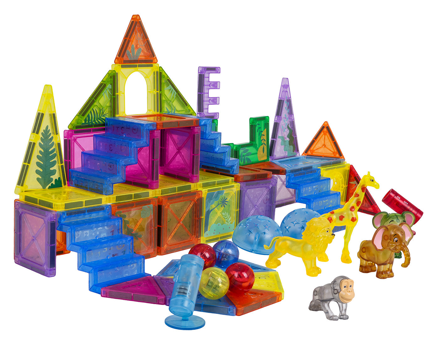 3D ZOO magnētisko klucīšu komplekts ar gaismiņām un dzīvniekiem (64 gab.) 3+