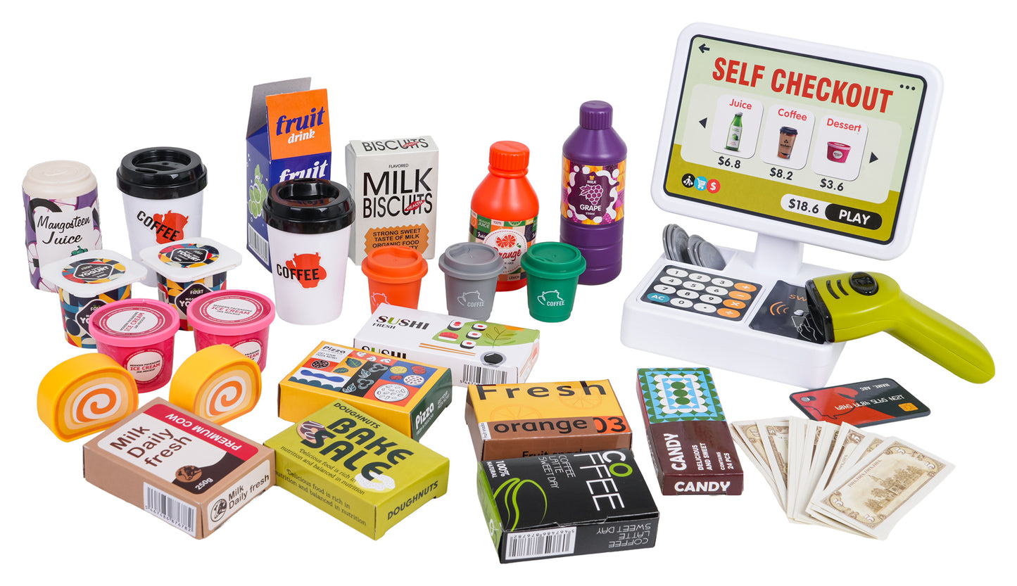 Mini lielveikals “Self Checkout” ar skeneri (gaisma + skaņa) + aksesuāri, 3+