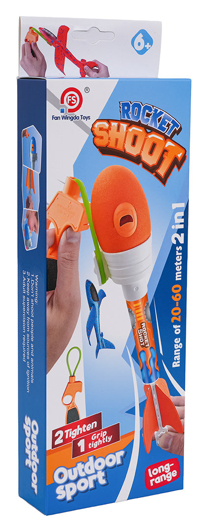 2-in-1 lidaparātu komplekts ar palaišanas katapultu – lidmašīna + raķete (6+) Sarkans/Zils